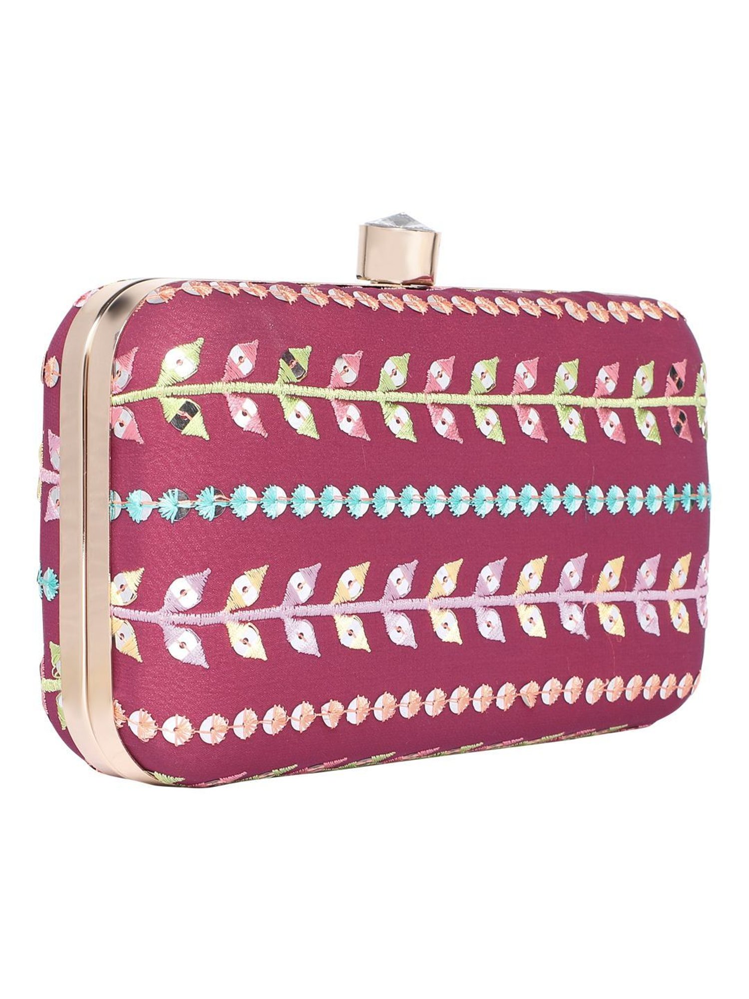 Horra Wine Embellished Clutch