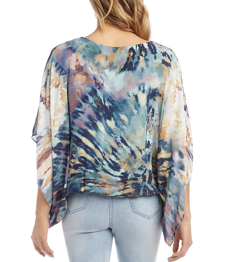 Karen Kane Blouson Tie-Dye Scarf Chiffon Top