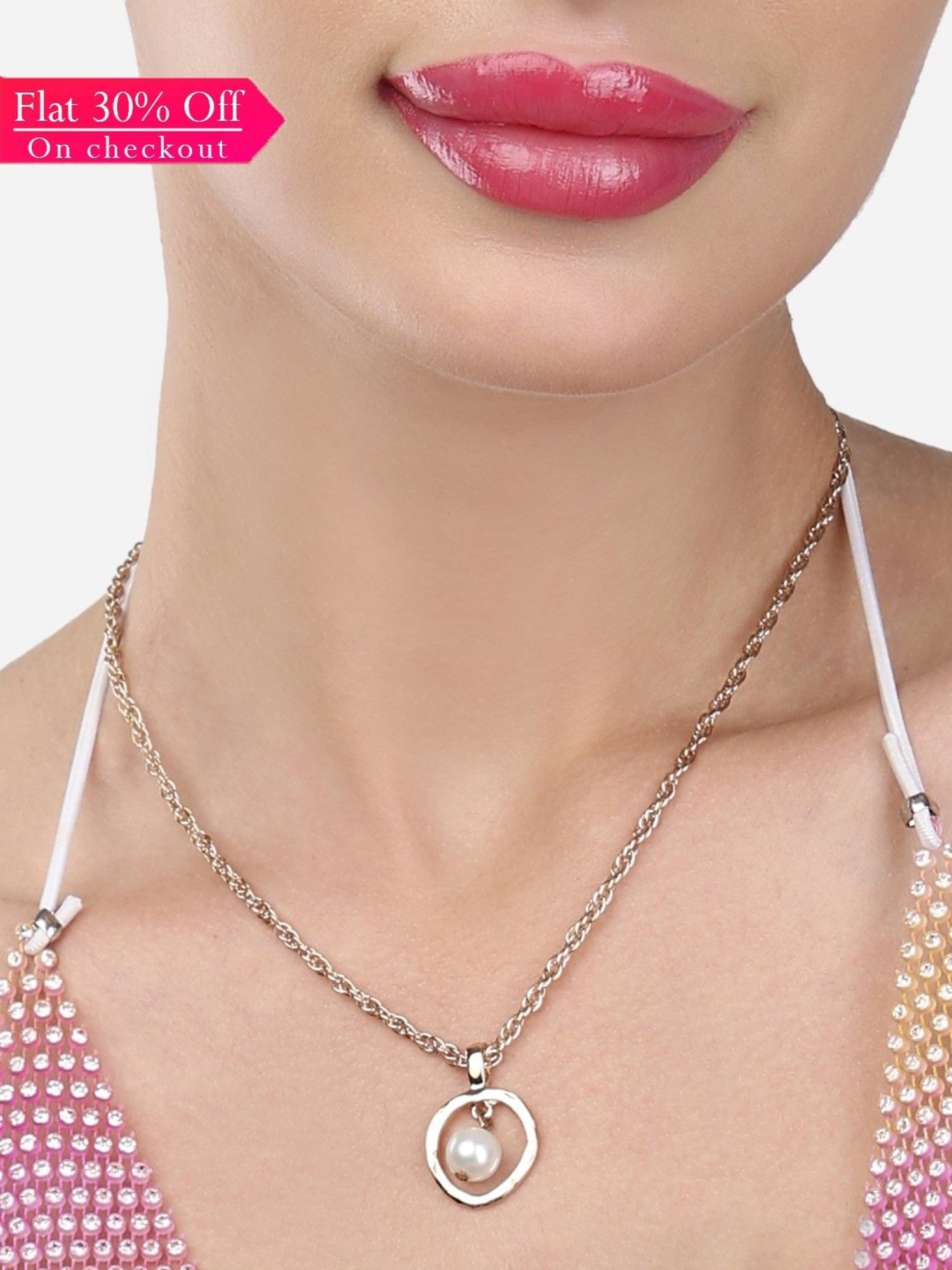 Zaveri Pearls Gold Tone Contemporary Pearl Drop Office Wear Chain-ZPFK14047