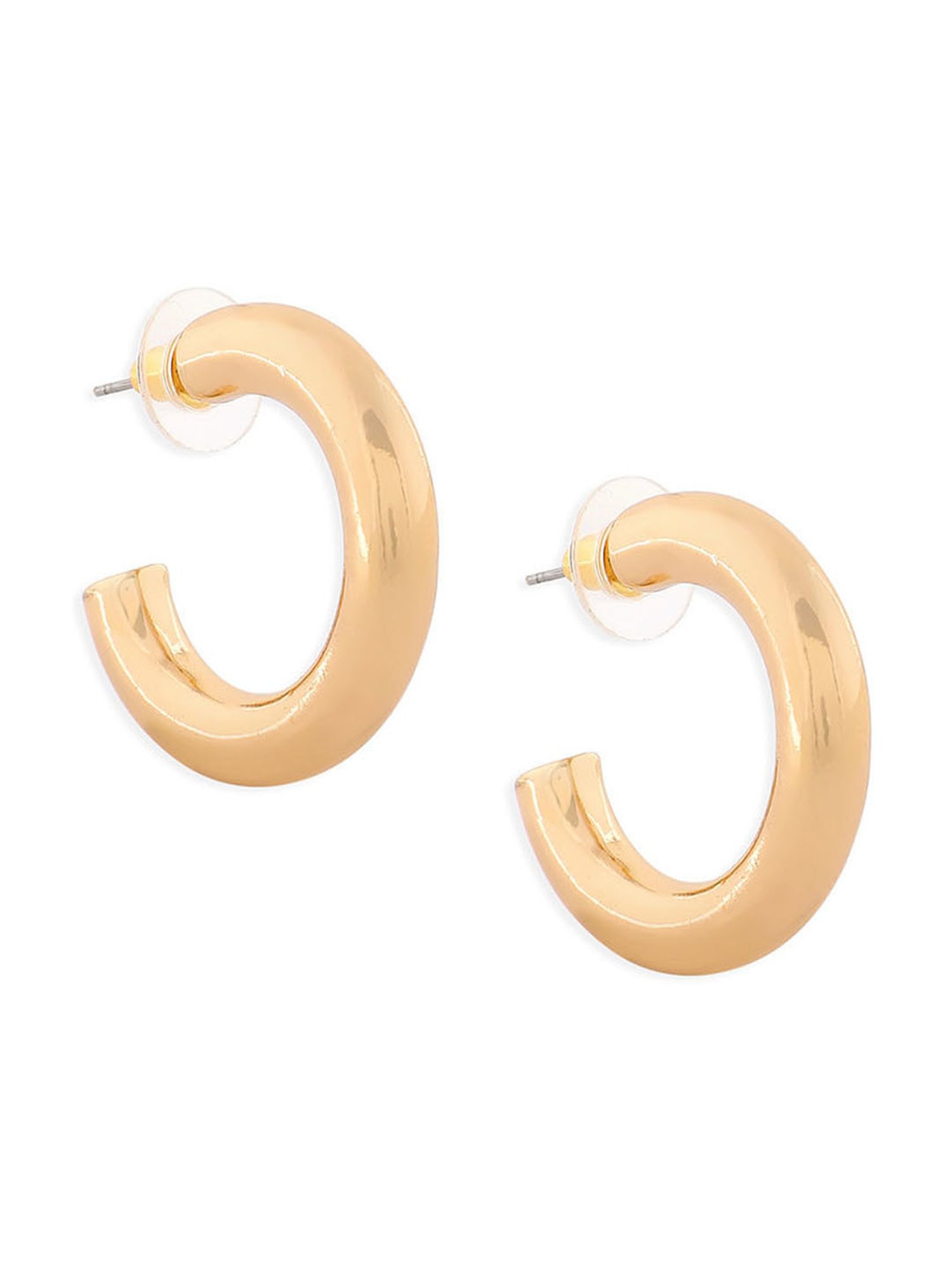 ToinQ Gold-Plated Smooth Glossy Hoop Earrings for Women