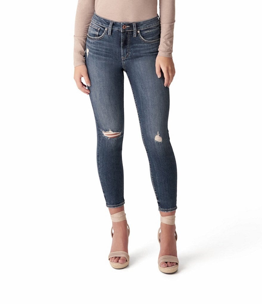 Celebrity Pink Destructed Cropped Skinny Jeans
