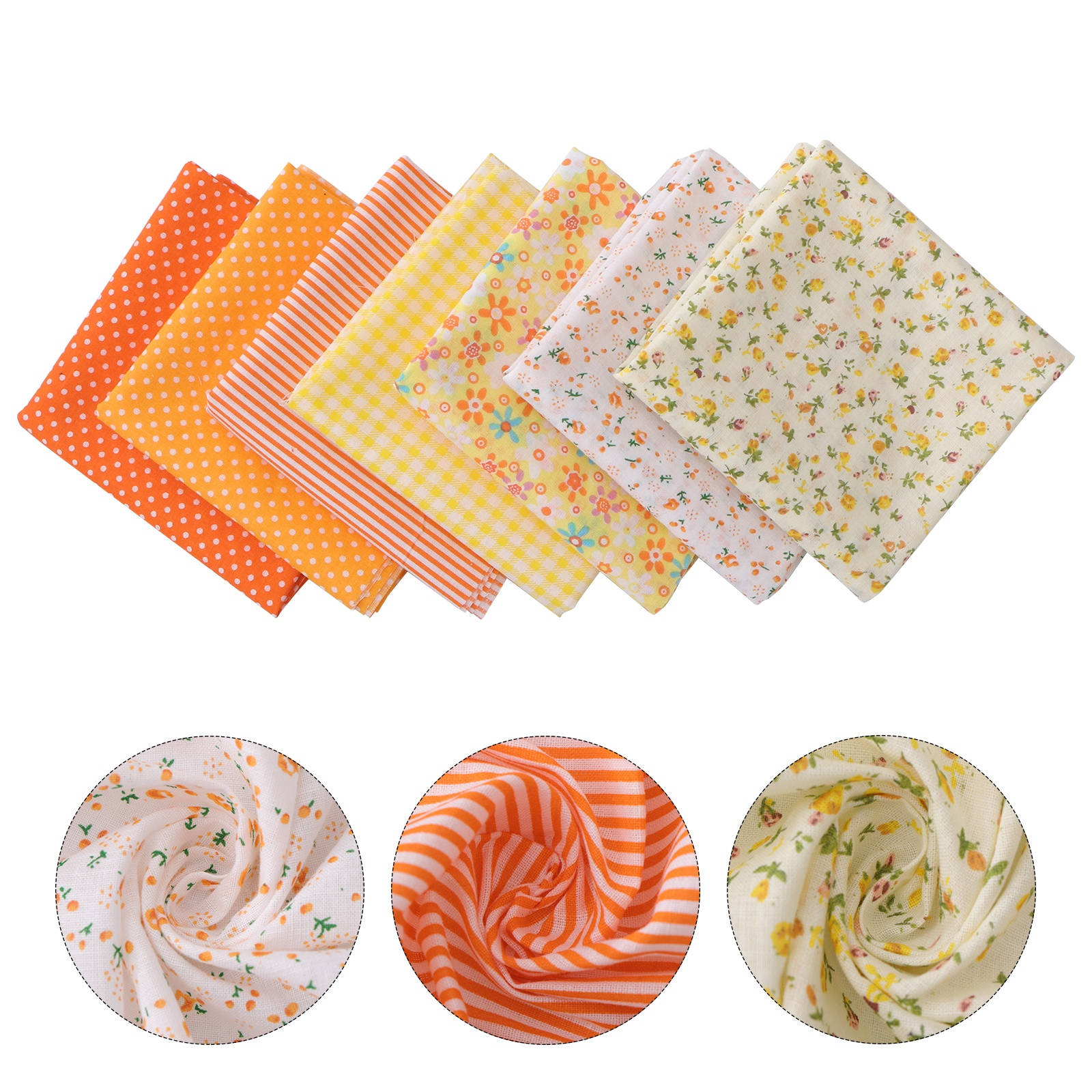 7PCS Small Floral Patchwork Cloth Fresh Printed Tabby Cloth Pure Cotton DIY Cloth Sheet Handmade DIY Cotton Cloth for Home Store (Blue Series)