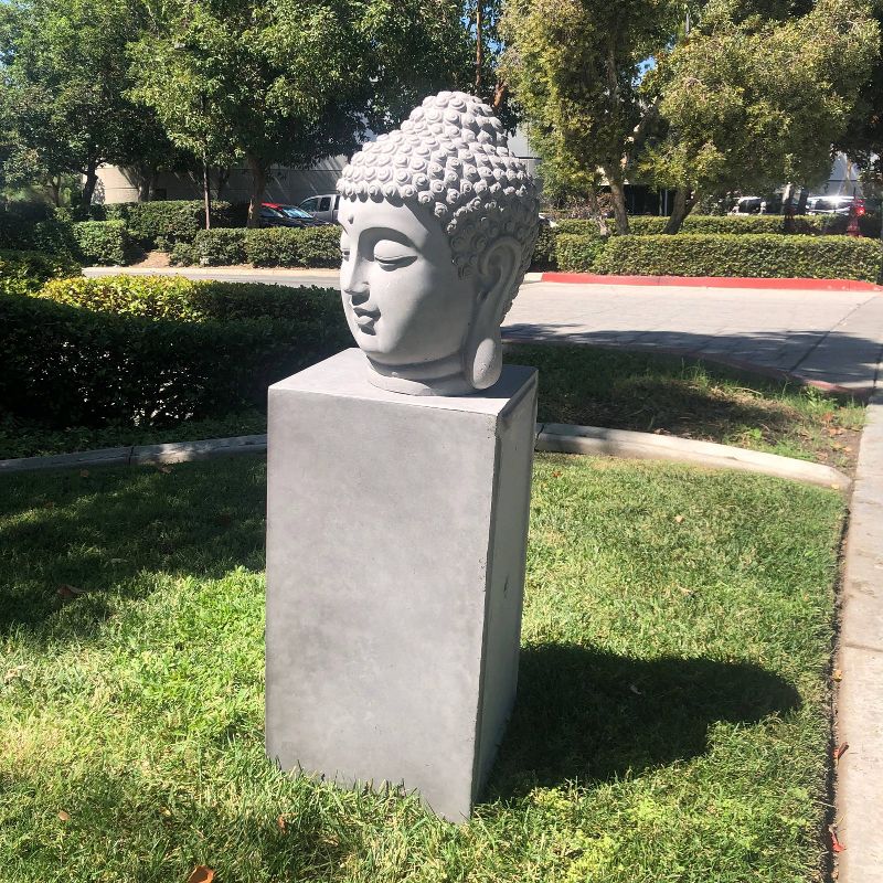 15" Concrete Lightweight Kante Indoor/Outdoor Meditating Zen Buddha Head Statue Gray - Rosemead Home & Garden, Inc.