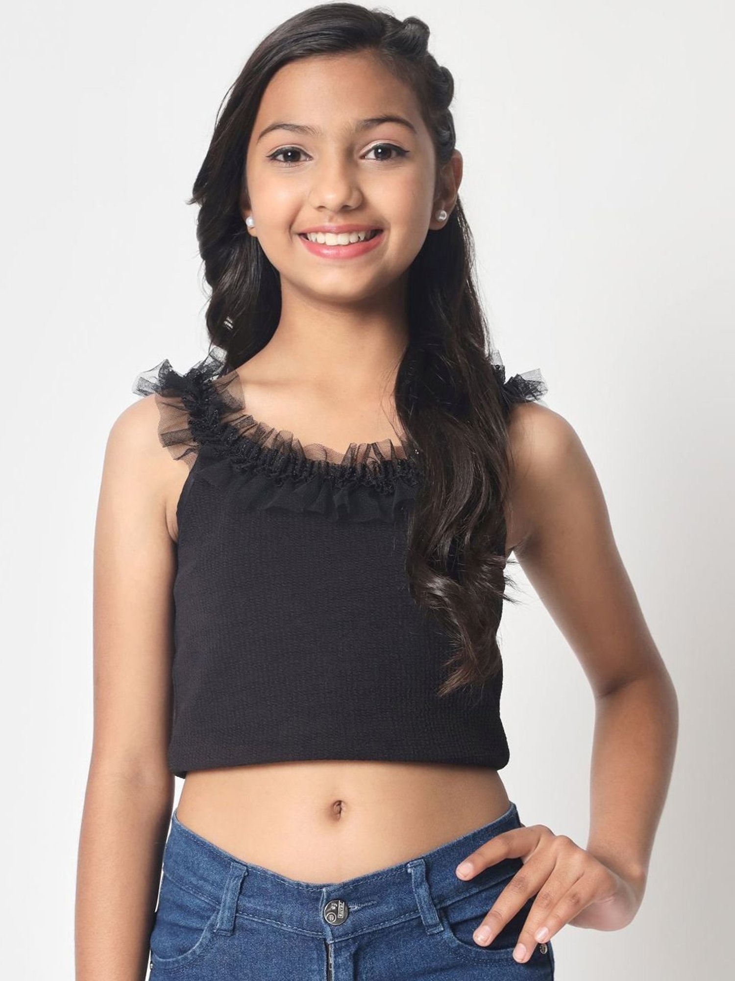 studiorasa Kids Black Embellished Top