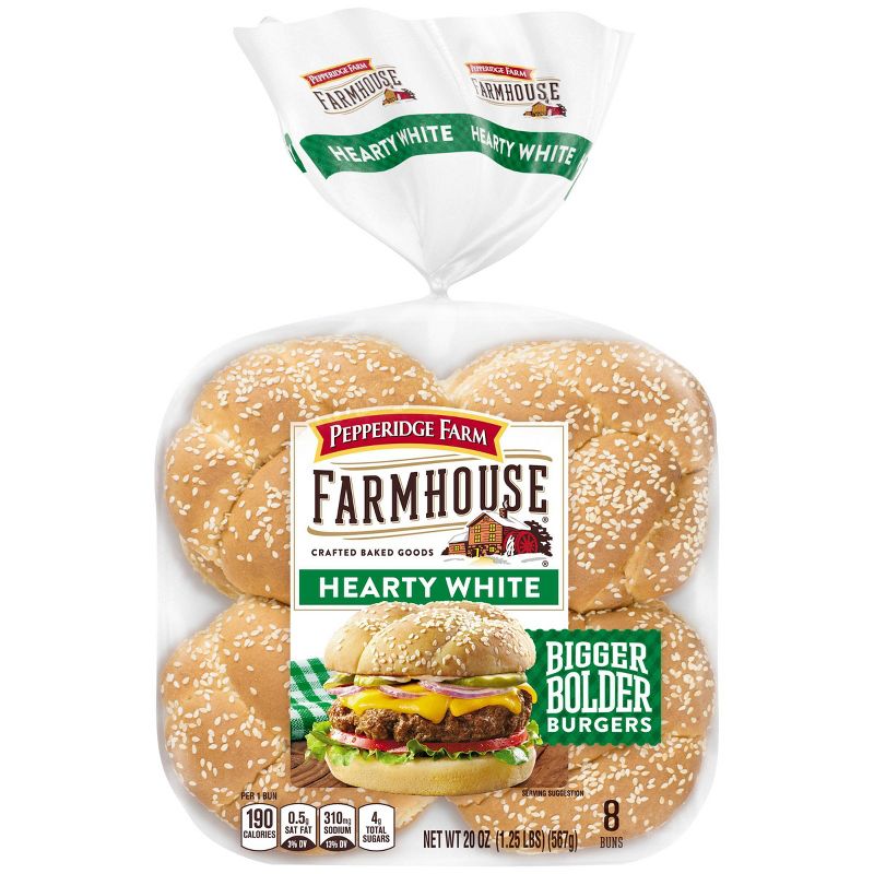 Pepperidge Farm Farmhouse Hearty White Hamburger Buns - 20oz/8ct