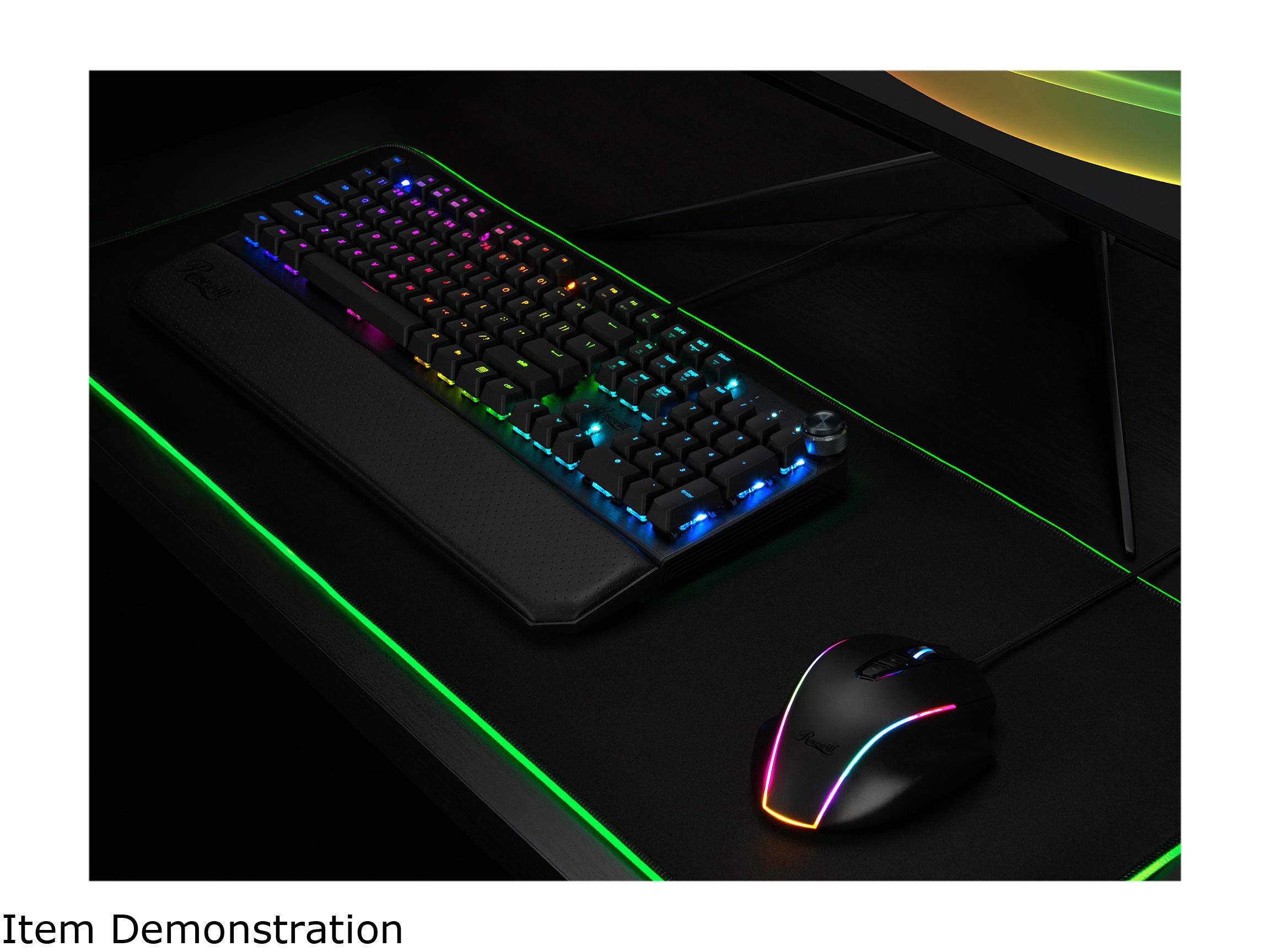 Rosewill NEON K91 RGB BR Mechanical Gaming Keyboard with Brown Switches, Underglow and 17 Backlit Modes, Multifunctional Dial Control, Wrist Rest and PBT Keycap Set