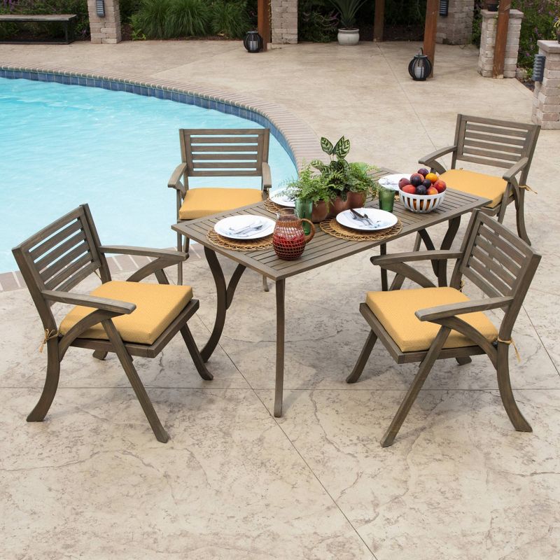 Arden Selections Shirt Texture Outdoor Seat Pad Yellow