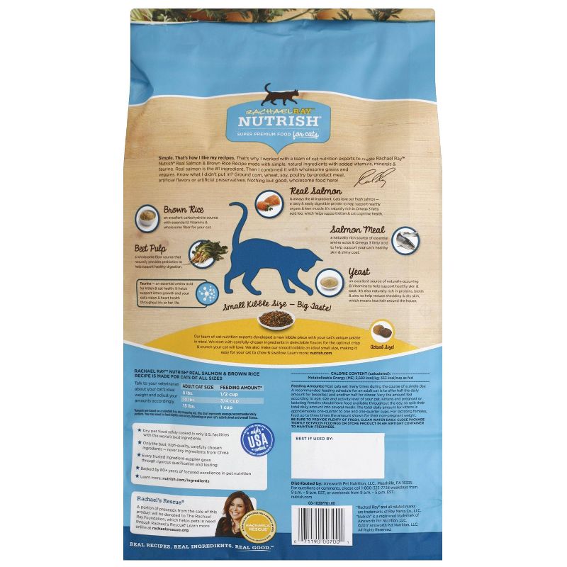 Rachael Ray Nutrish Real Salmon & Brown Rice Recipe Adult Premium Dry Cat Food - 6lbs