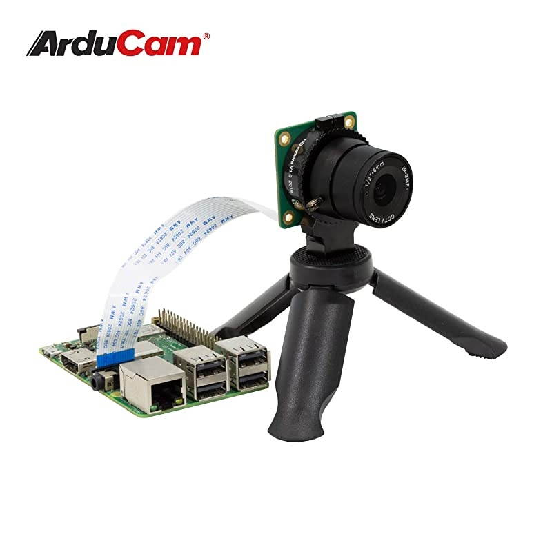 CSMount Lens Bundle for Raspberry Pi HQ Camera Wide Angle 6mm Focal Length Manual Focus Lens with Portable Tripod Stand and 2ft60cm Black Camera Cable