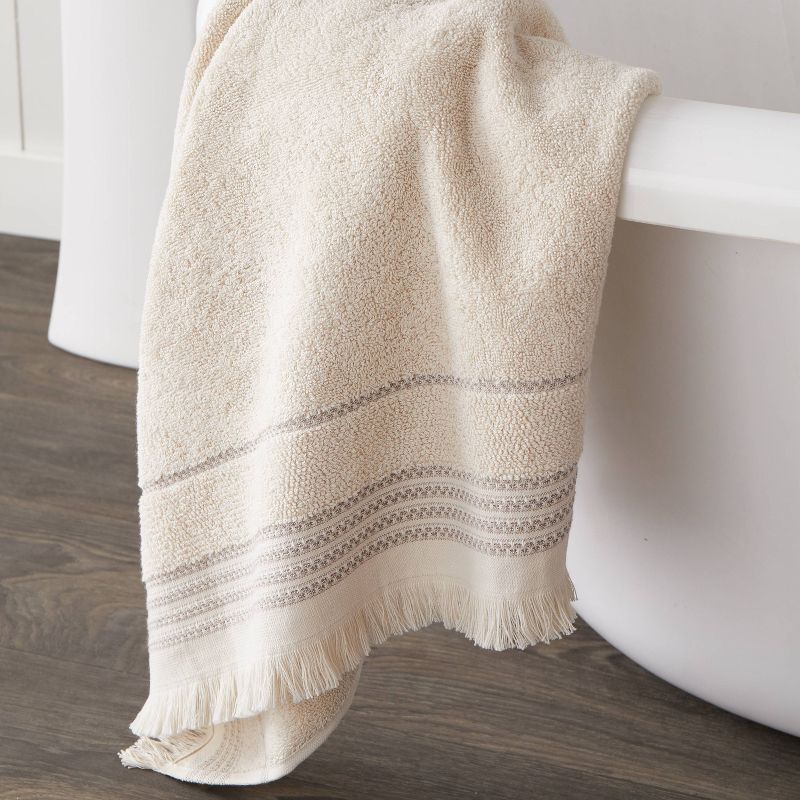 Jude Fringe Bath Towel Dark Taupe - Saturday Knight Ltd.