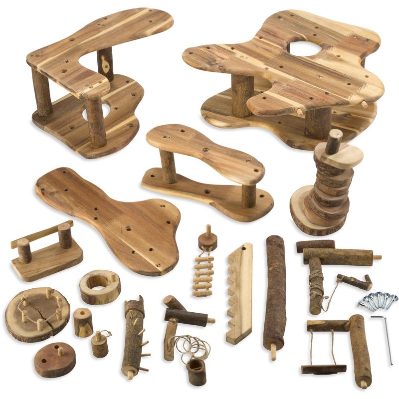 HearthSong Tree Blocks 34-Piece Tree Fort Kit, Includes Platforms, Staircase, Bridges, and More