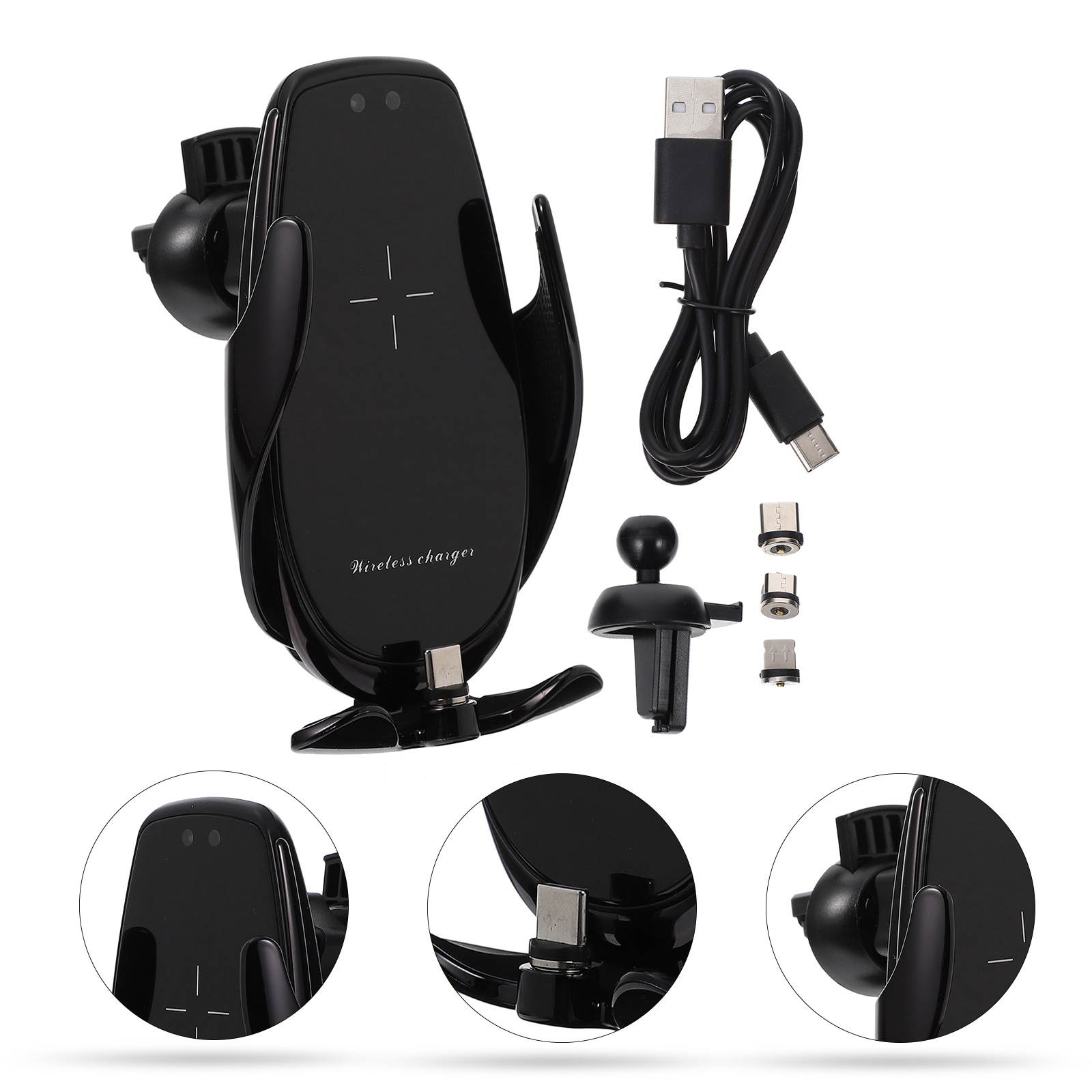 1 Set Car Mounted Phone Stand Wireless Charging Phone Bracket Car Phone Holder