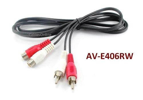 CablesOnline 6ft 2-RCA Male to 2-RCA Female Red/White Audio Extension Cable, (AV-E406RW)