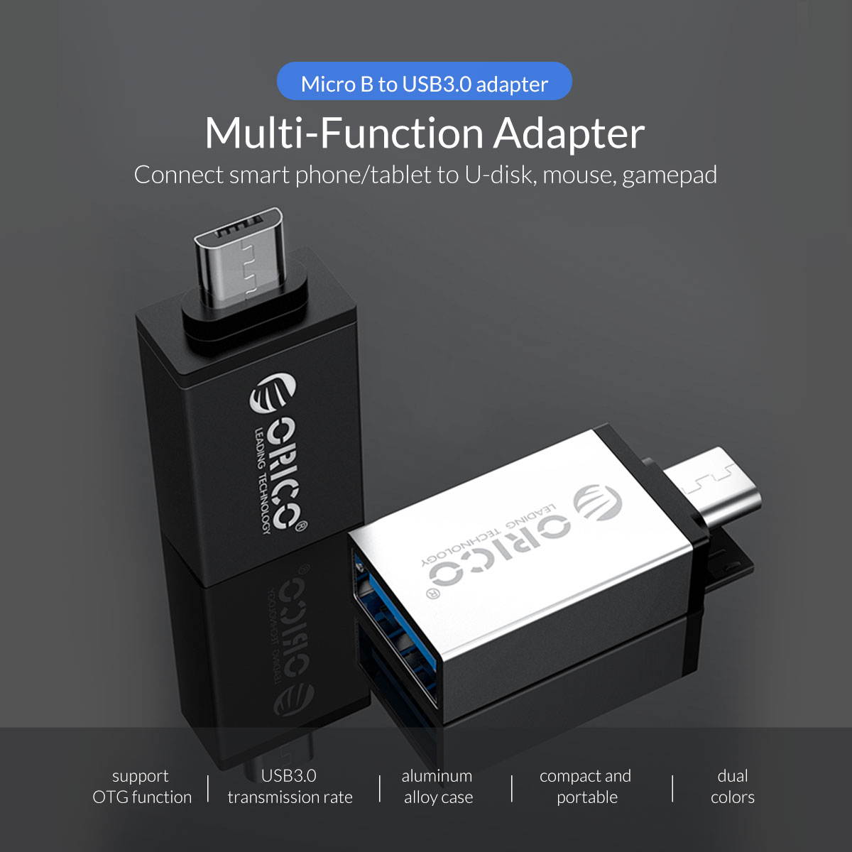 ORICO  Micro USB 3.0 OTG Adapter, Micro B Male to USB A Female On The Go Converter for Android Google Nexus Samsung Galaxy Note HTC LG mobile phones