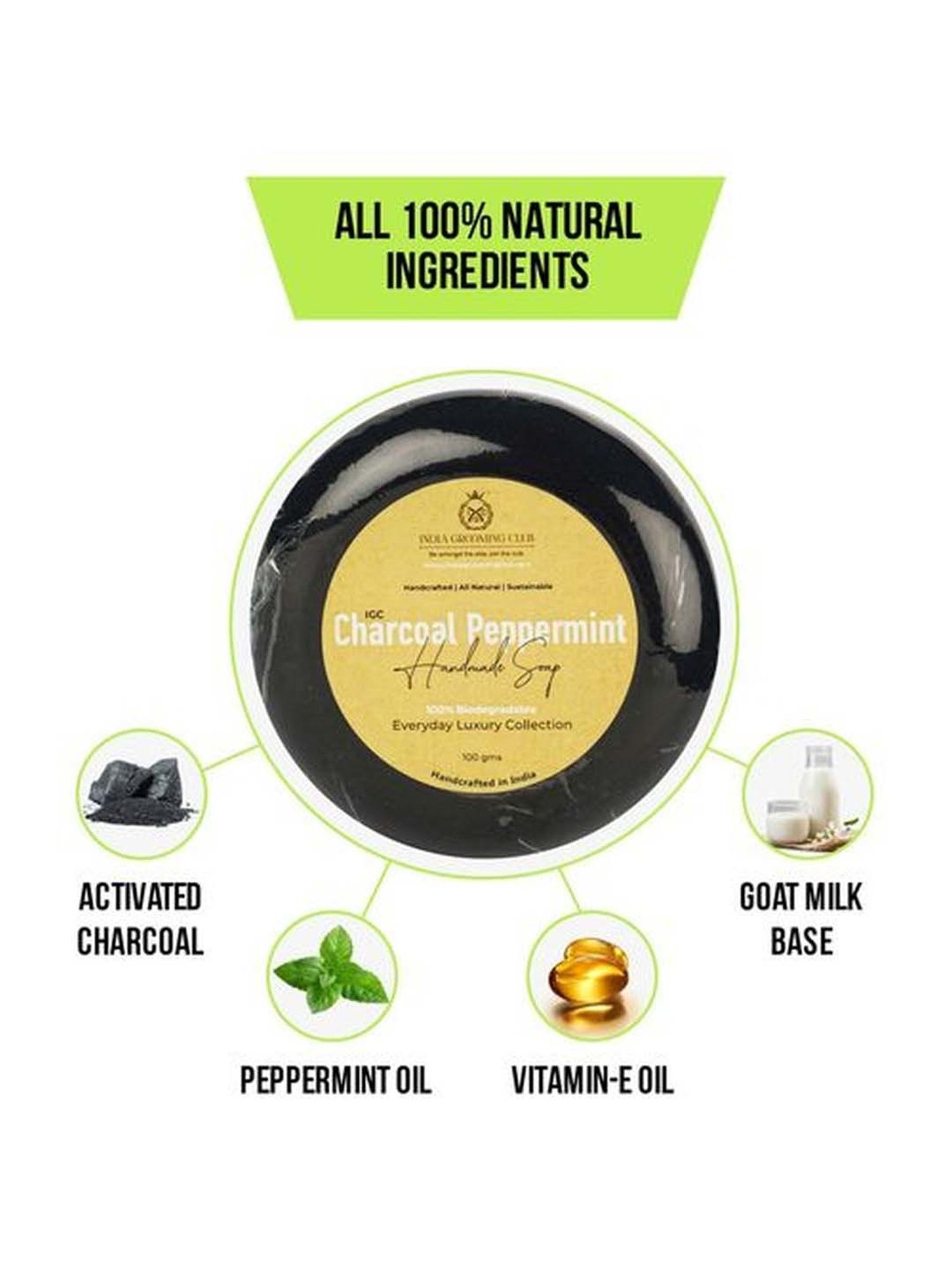 India Grooming Club Charcoal Peppermint Soap - 100 gm