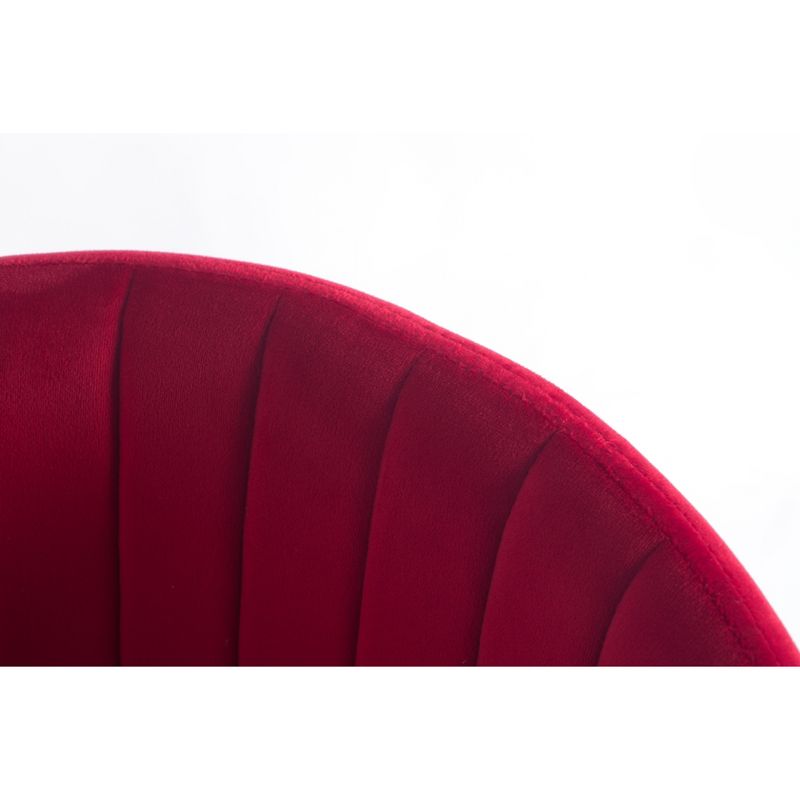 Bold Tones Modern Red Velvet Fabric Upholstered Accent Arm Chair with Gold Metal Legs