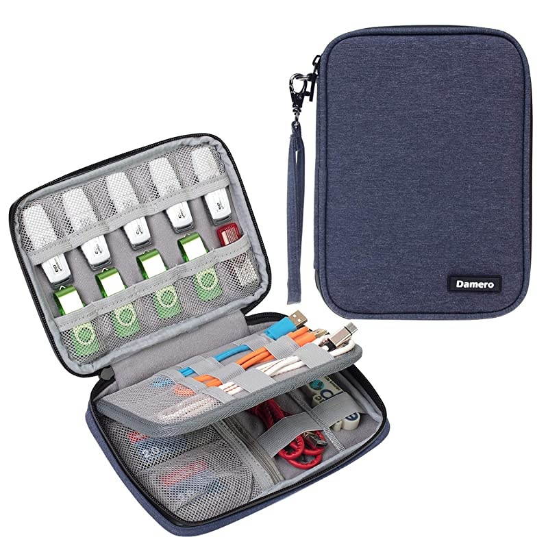 USB Flash Drive Bag for SD Cards, Power Banks, Memory Cards/Waterproof External Hard Drive Case (Large, Dark Blue)