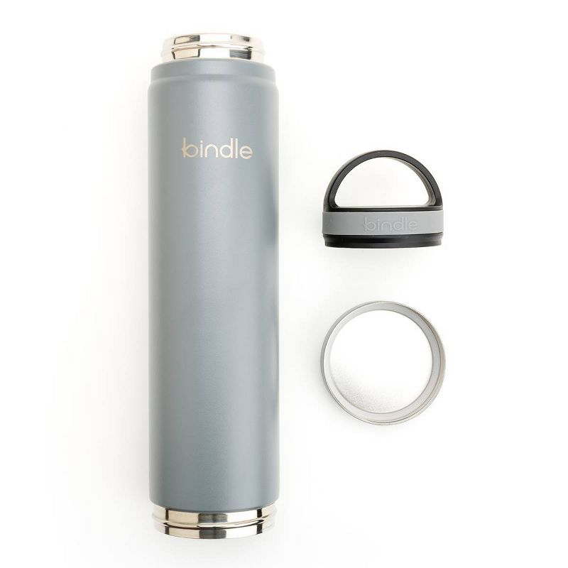 Bindle Bottle 20oz Slim Double Walled & Vacuum Insulated Stainless Steel Bottle with Storage/Stash Compartment Gray