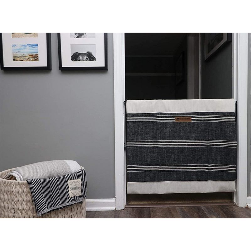 The Stair Barrier Regular Wall to Wall Single Panel Swing Gate with Fabric Slipcover Baby and Pet Safety Gate, 27 to 42.5 Inch, Shades of Linen, Black