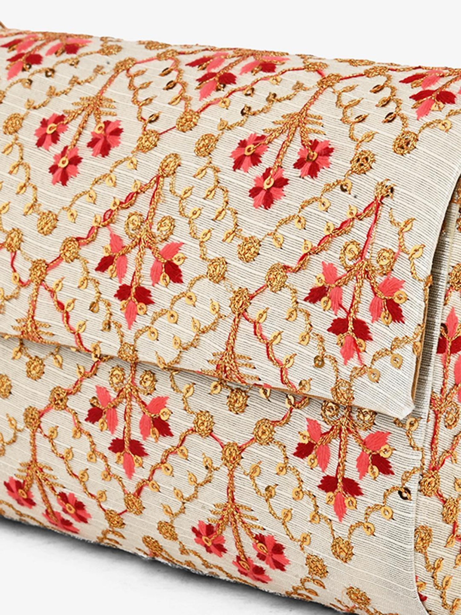 Gaurapakhi Beige Embroidered Envelope Clutch