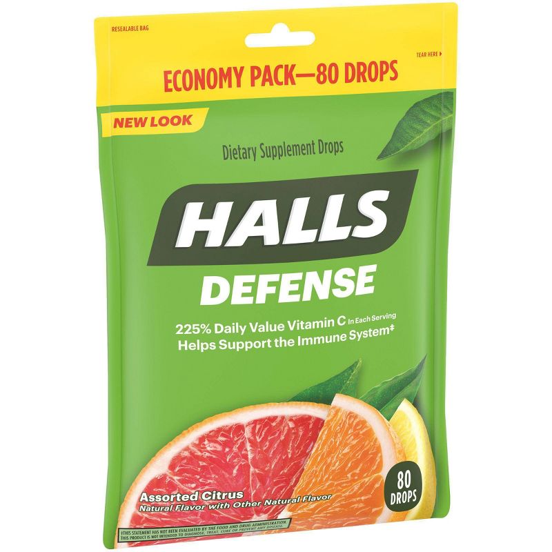 Halls Defense Vitamin C Drops - Orange, Lemon & Grapefruit - 80ct