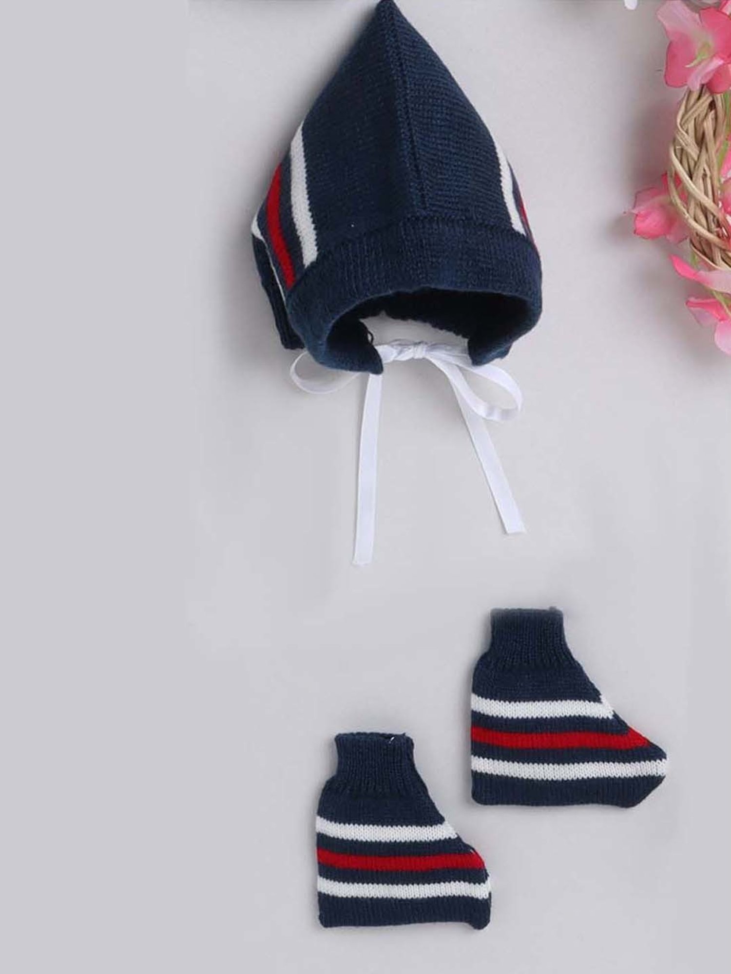 Little Angels Navy & White Striped Cap Set