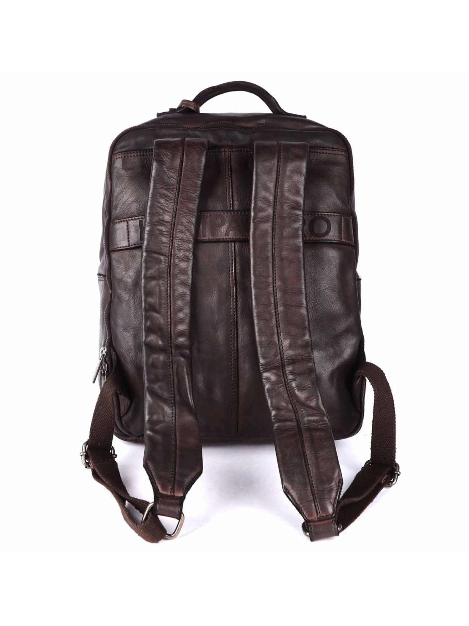 KOMPANERO Aaron Dark Brown Leather Solid Backpack