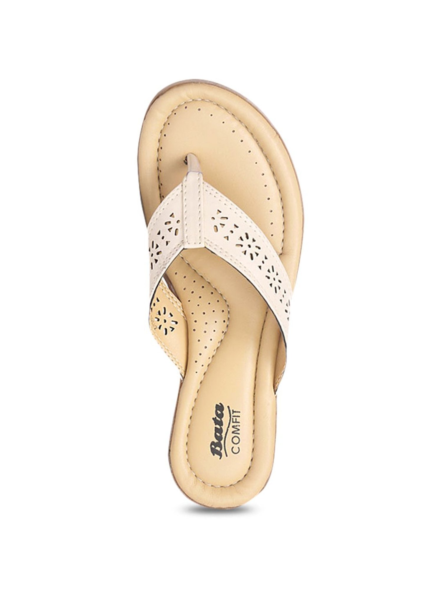 Bata Women's Laser Beige Thong Sandals
