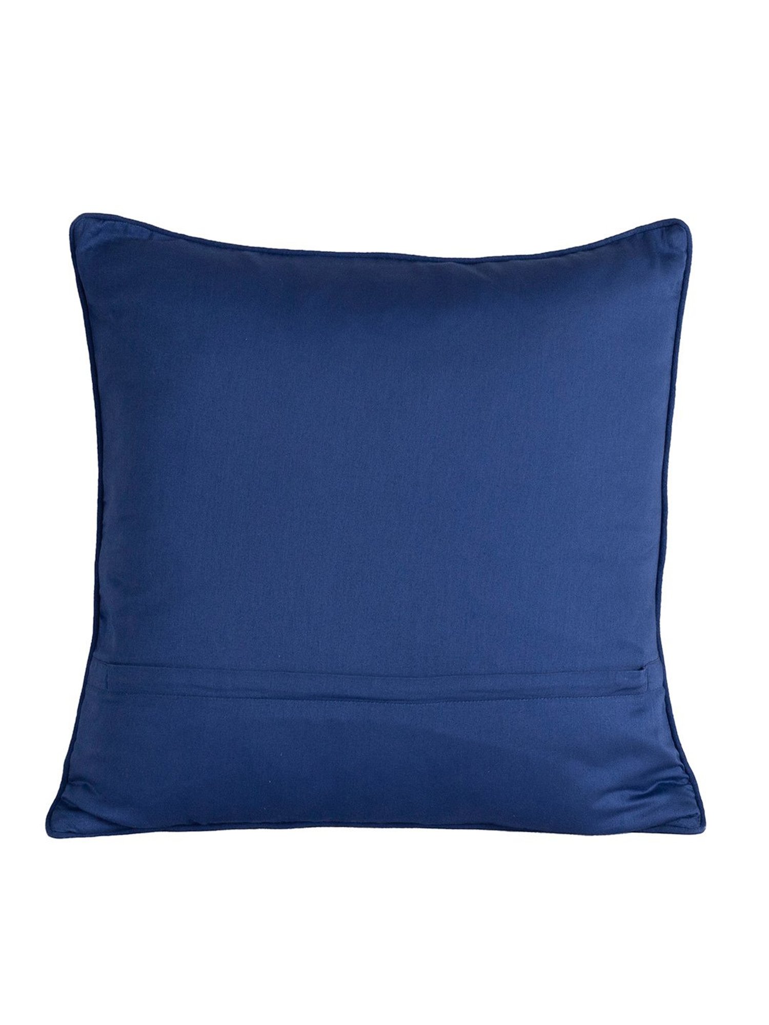 Maspar Hues Folklore Transition Embroidery Blue Cotton Cushion Cover