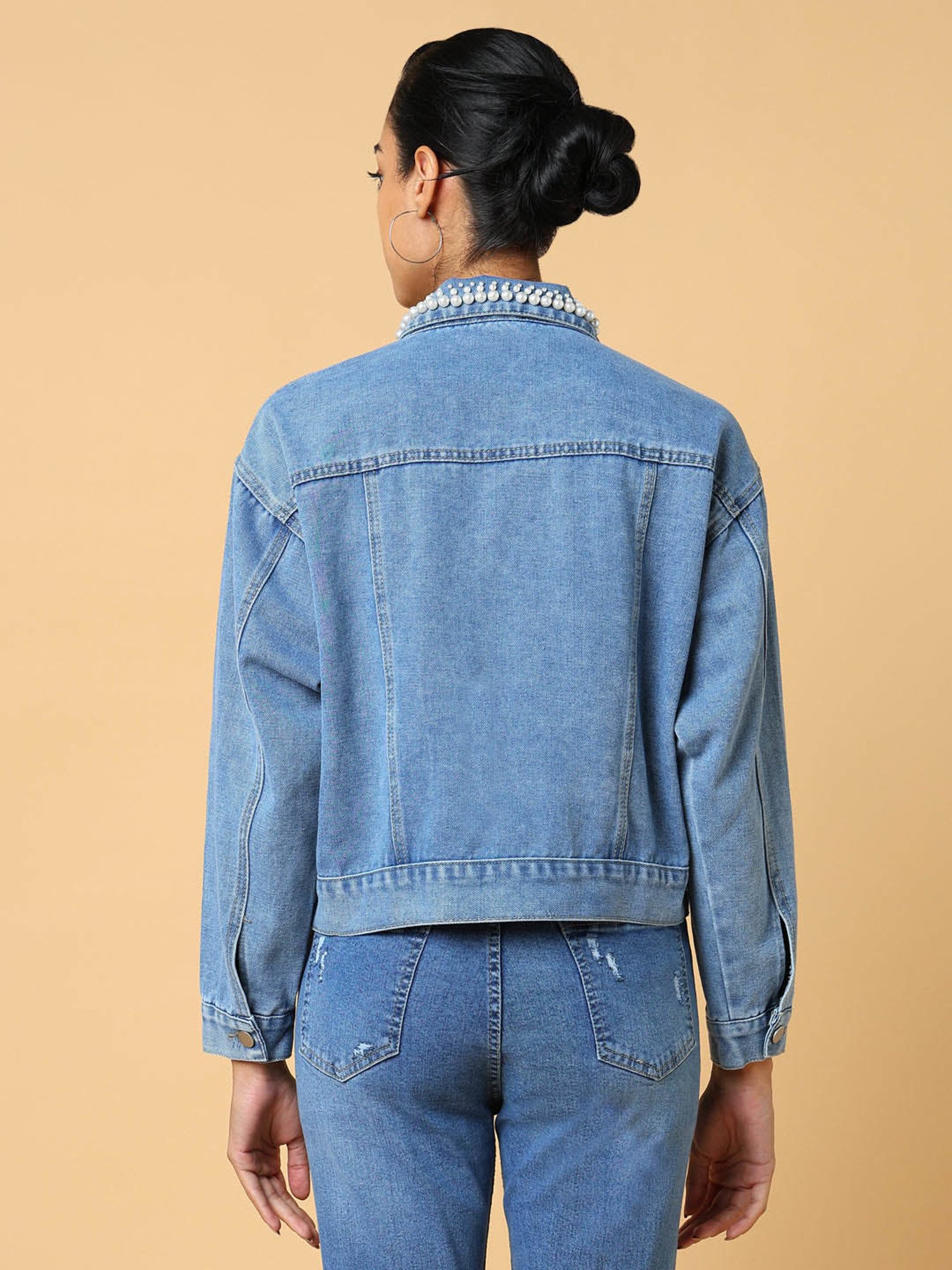 SHOWOFF Blue Embellished Denim Jacket