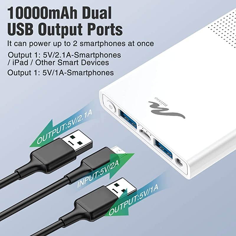 Portable Battery Charger for Cell Phone 10000mAh Power Bank 5V 21A Battery for Heated Vest Cell Phone Battery Pack Compatible with iPhone 66s78XXSXR iPad and Other Smart Devices