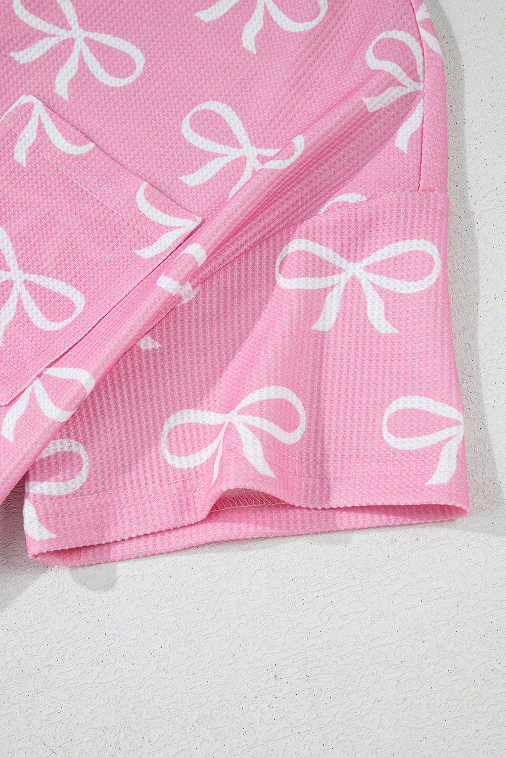 Skobeloff Textured Ruffle Split Top and Drawstring Shorts Set