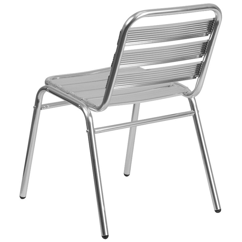 Emma and Oliver Aluminum Indoor-Outdoor Stack Chair with Triple Slat Back