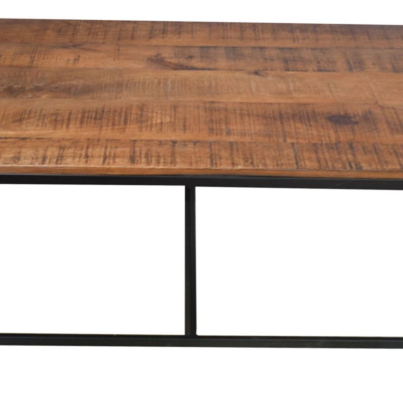 Set of 3 Nested Design Metal Coffee Tables with Spacious Wooden Top Brown - The Urban Port