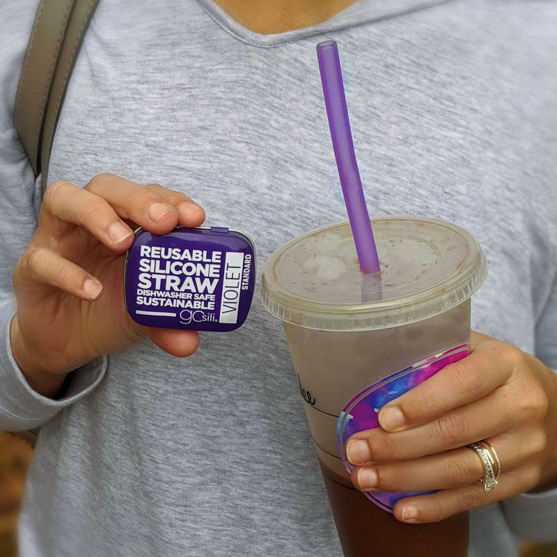 GoSili 2pk Standard Straw Tins - Violet/Mint