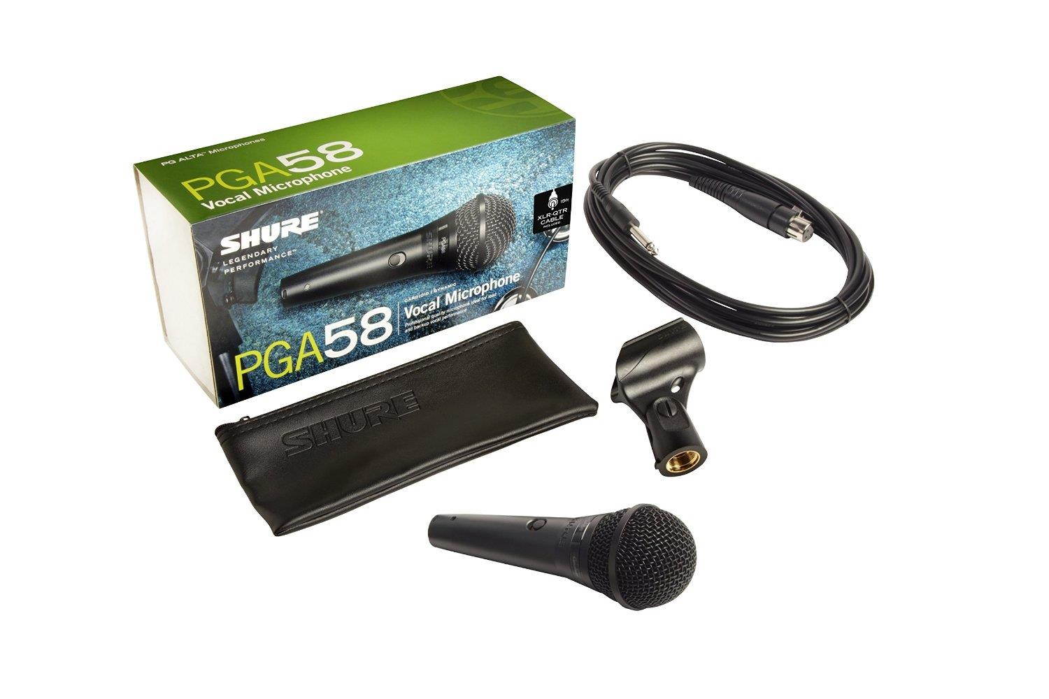 Shure PGA58-QTR Cardioid Dynamic Vocal Microphone with 15ft. XLR-QTR Cable