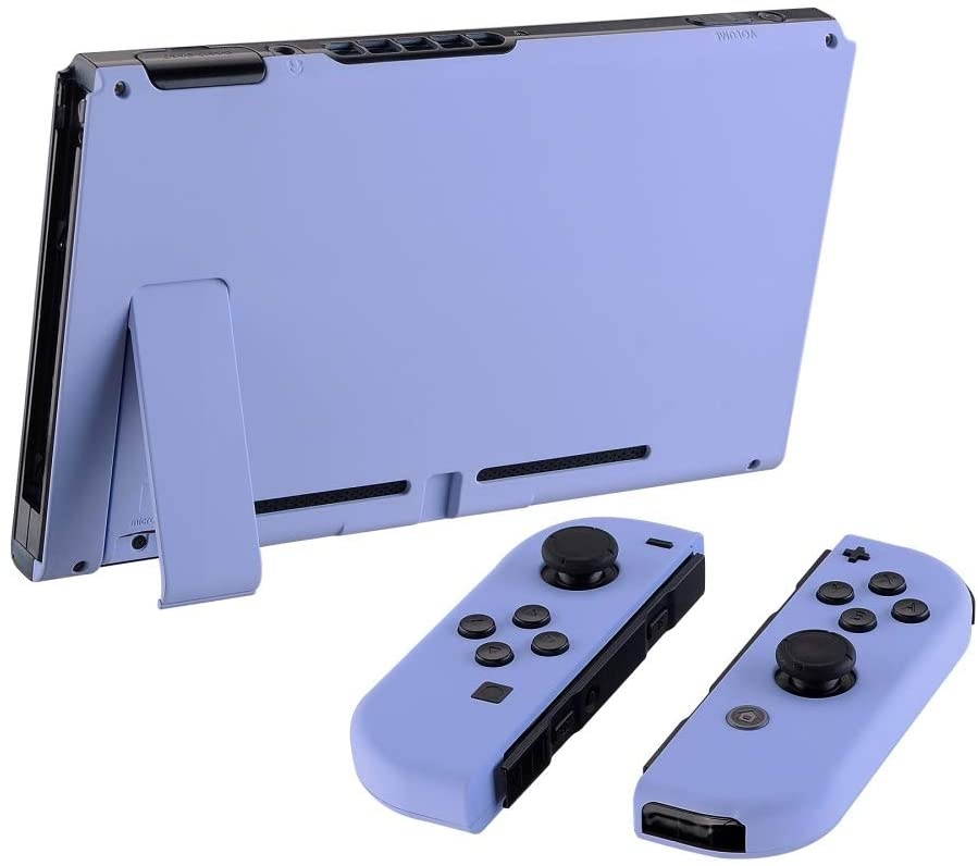 eXtremeRate Soft Touch Grip Back Plate for Nintendo Switch Console, NS Joycon Handheld Controller Housing with Full Set Buttons, DIY Replacement Shell for Nintendo Switch - Light Violet