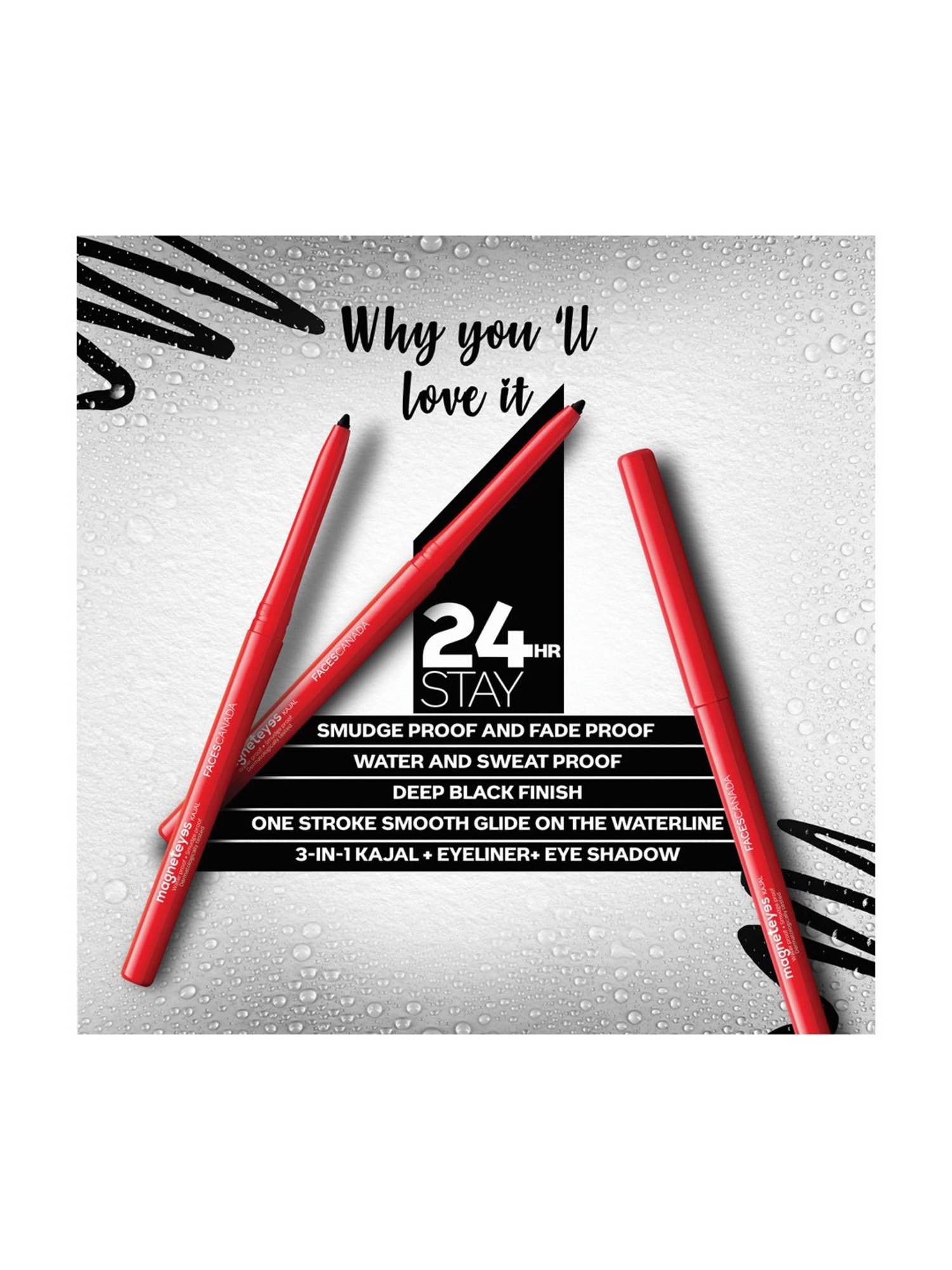 Faces Canada Magneteyes Kajal Black - Pack of 2