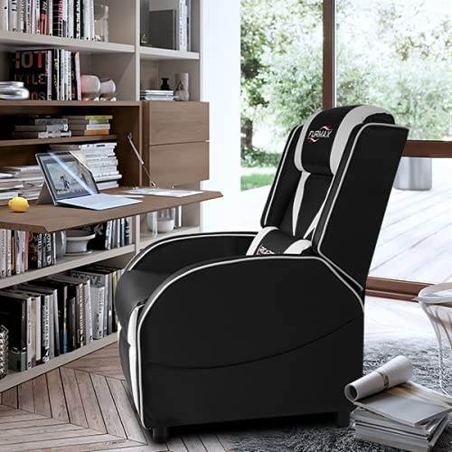 Furmax Gaming Recliner Chair Racing Style Single Ergonomic Lounge Sofa PU Leather Reclining Home Theater Seat for Living Room (Blue)