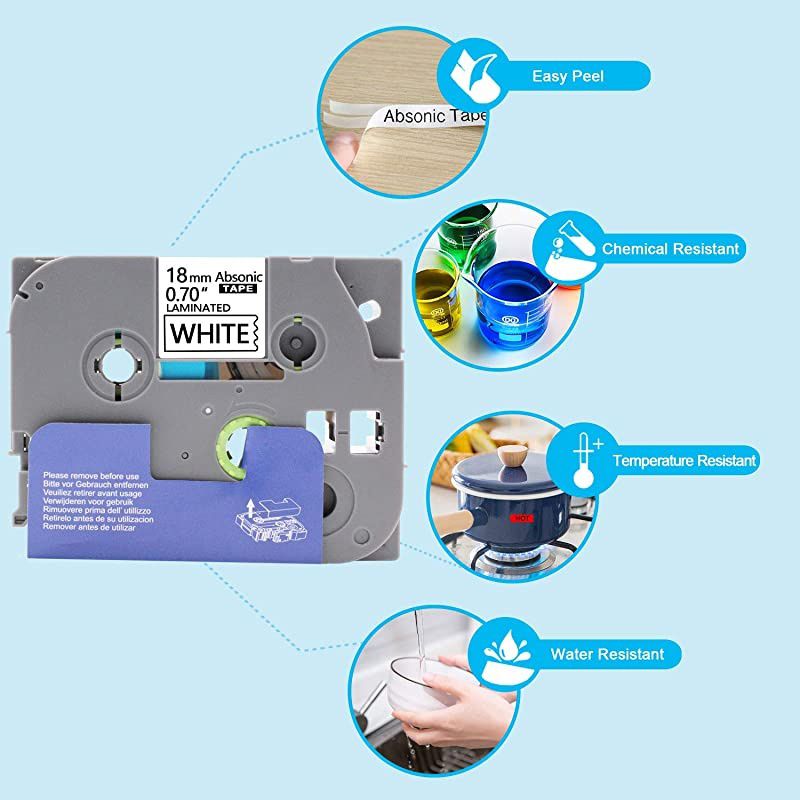 Compatible 1 Inch Label Tape Replacement for Brother TZe251 Ptouch Label Tape 24mm 094 Laminated White TZe251 TZe TZ Tape for Brother PTouch PTD600 PTP710BT PTP750W Label Maker 4Pack