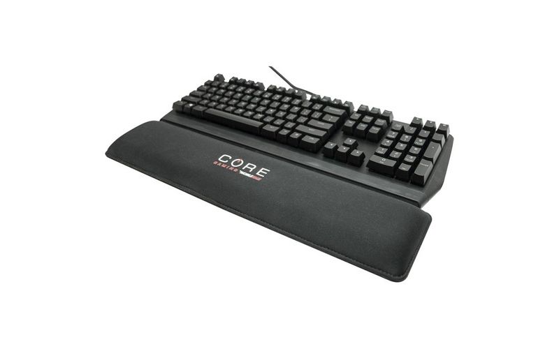 Mobile Edge Core Gaming 18.5" Gel Wrist Rest - 0.88" x 18.50" x 4" Dimension - Black - Gel Core, Rubber Base, Cloth Surface, Fabric Cover