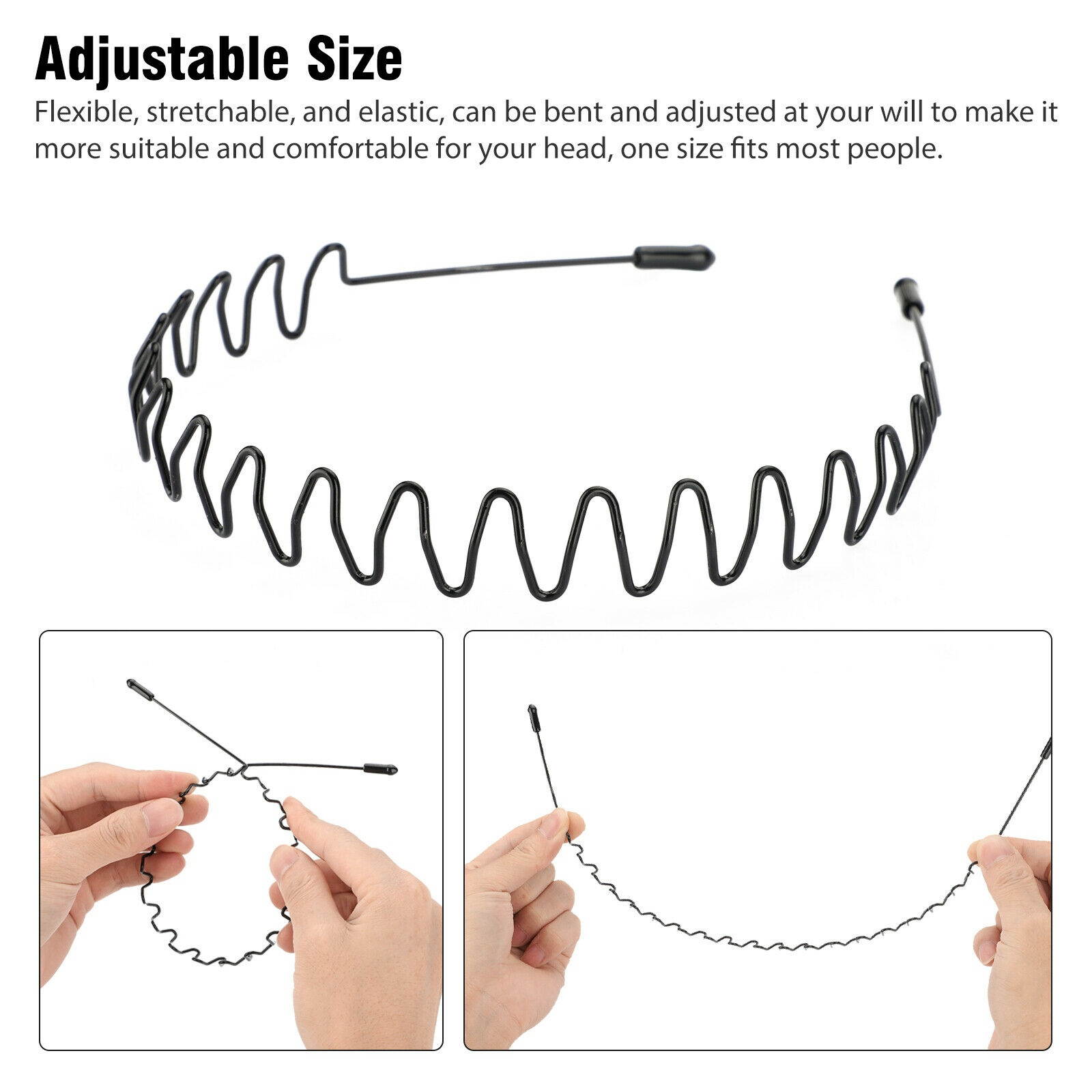 6/10pcs Metal Sports Hairband Headband Wave Style Hair Band Set Men Women Makeup