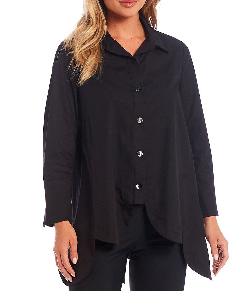 IC Collection Scallop Hem Button Front Blouse