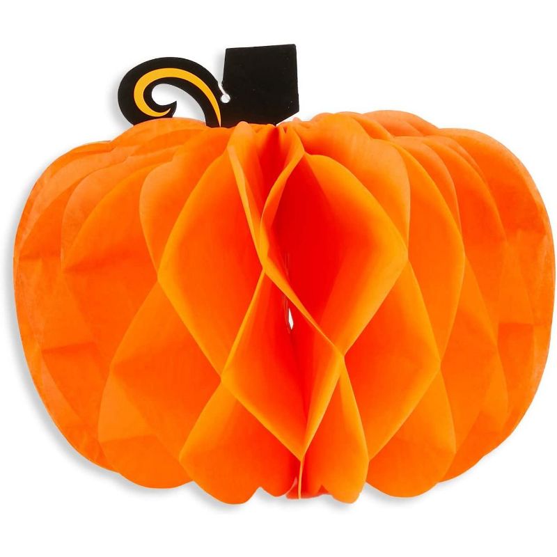 Spooky Central 12 Pack Pumpkin Honeycomb Centerpiece for Halloween Decorations (10 in)