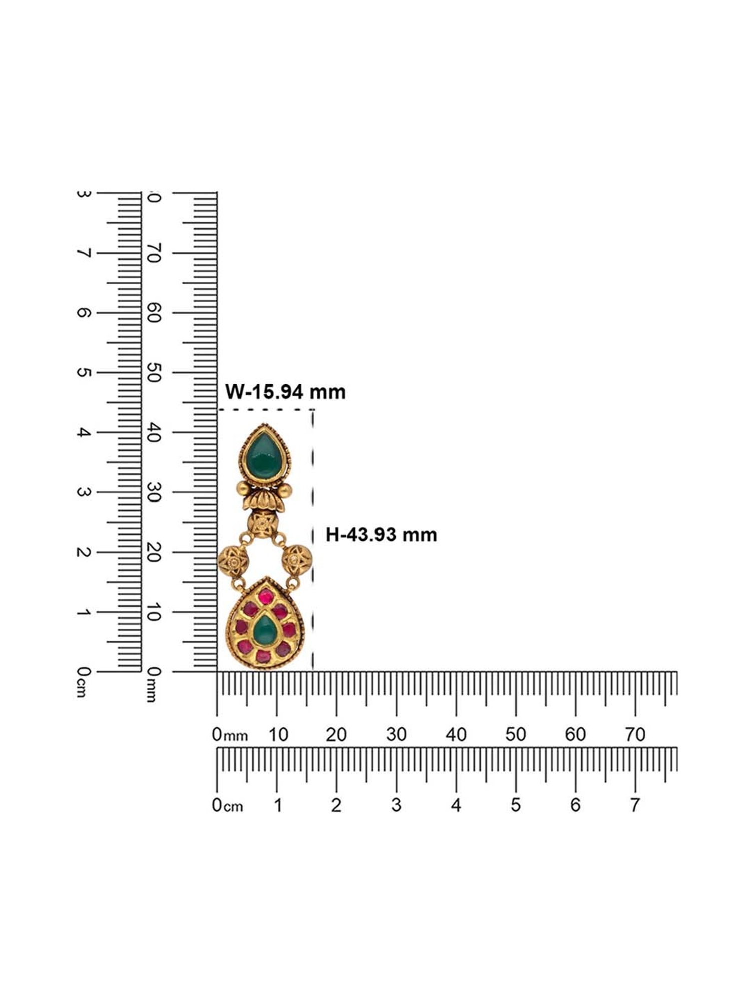 CKC Opulent Gold Oxidized Drops Set with Color Gemstone in Kundan Setting