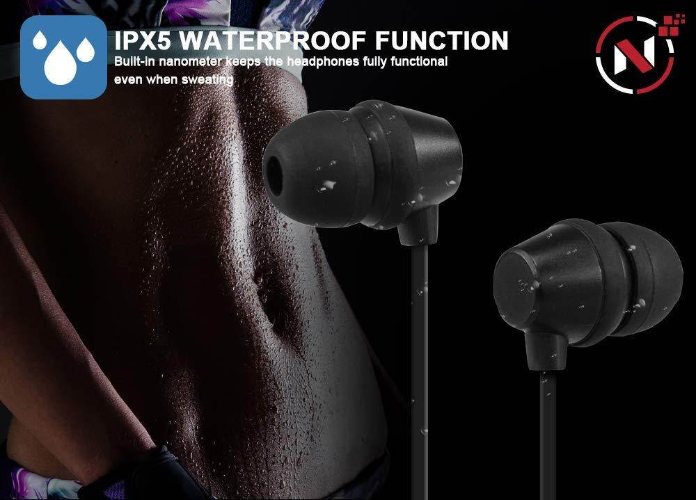 NOCORD Electronics Bluetooth Headphones Wireless Earbuds with Magnetic Neckband | HD Stereo w/Mic Waterproof Headset for Gym Running Workout