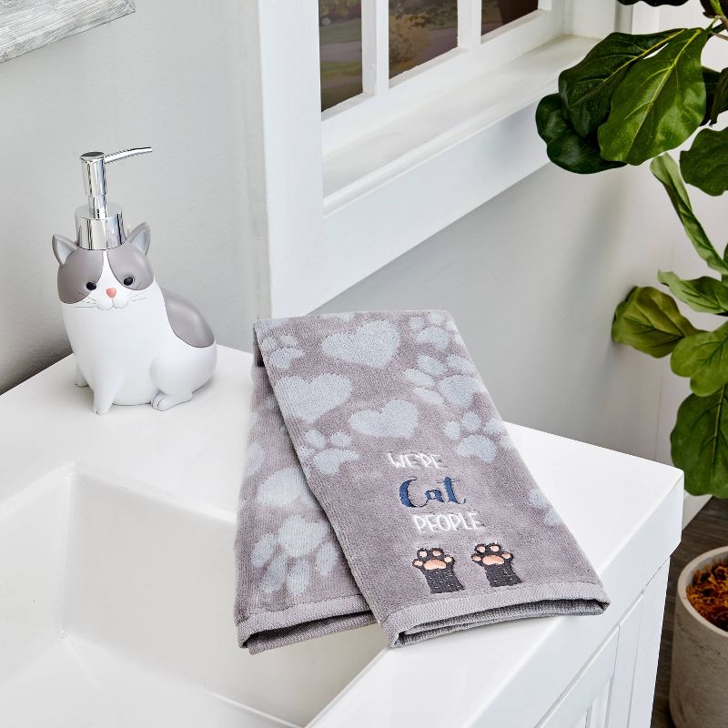 2pk Cat People Hand Towel Set Gray - SKL Home