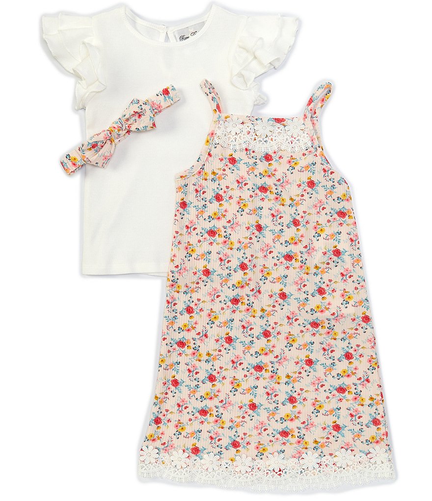 Ally B Big Girls 7-16 Flutter-Sleeve Dotted Top & Shorts Set