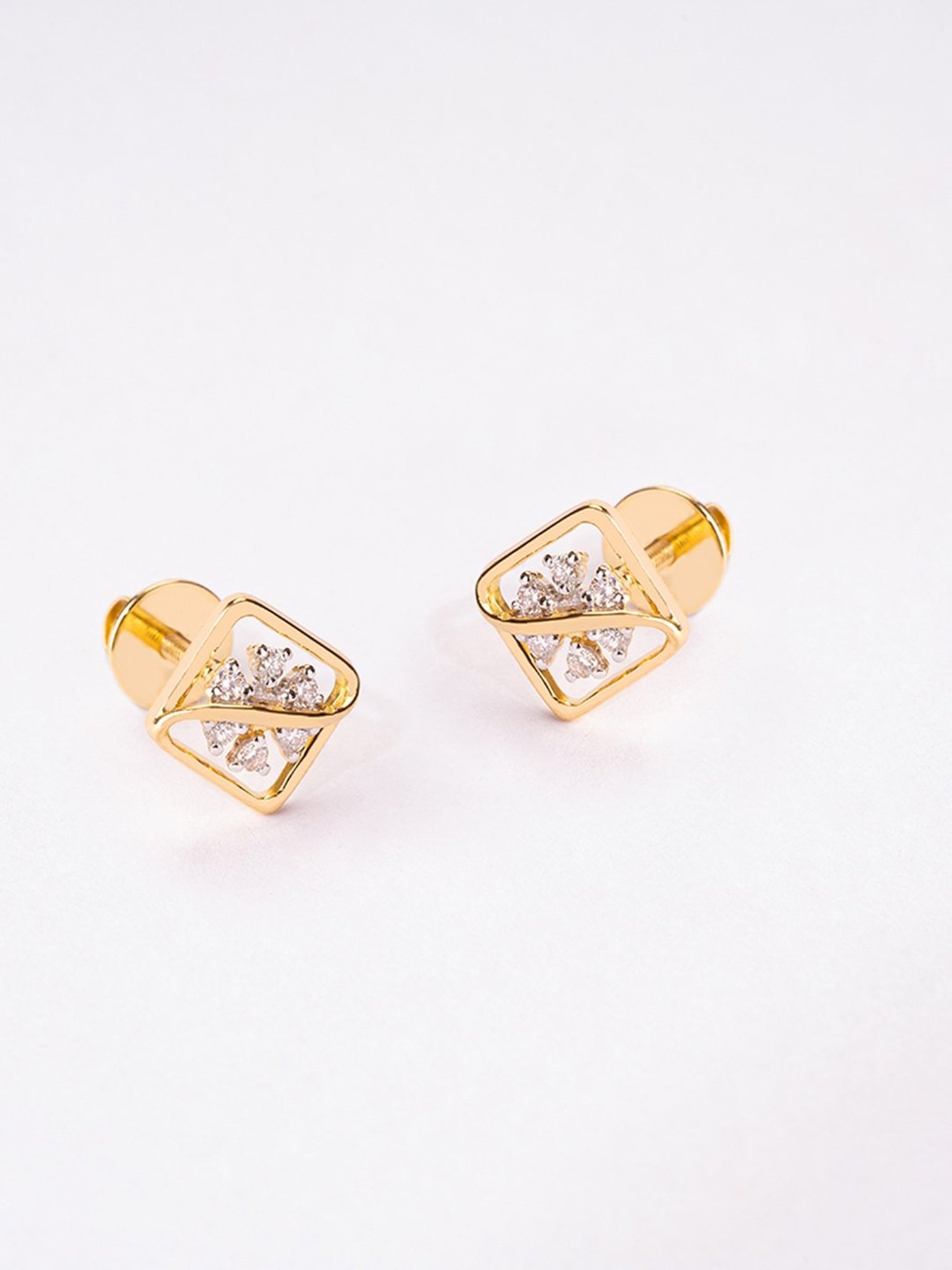 P.N.Gadgil Jewellers 14k Gold Cubic Jumble Stud Diamond Earrings For Women