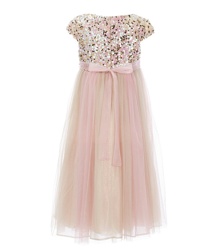 Laura Ashley Little Girls 2T-6X 3/4 Sleeve Rose & Butterfly Print Clip Dot Dress